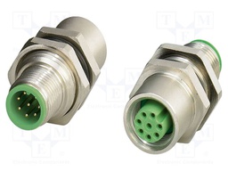 Connector: M12; socket; PIN: 8; 30V; straight; IP67; gold-plated