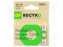 Re-battery: Ni-MH; AA; 1.2V; 1300mAh; ReCyko; blister; Ready2Use