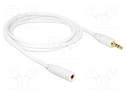 Cable; Jack 3.5mm 3pin socket,Jack 3.5mm 3pin plug; 2m; white