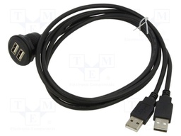 Cable; USB 2.0; USB A socket x2,USB A plug x2; 1m; black; 28AWG