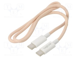 Cable; USB 2.0; USB C plug,both sides; 500mm; pink; 480Mbps; 60W