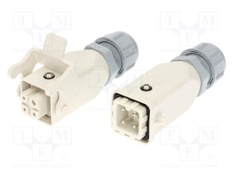 Connector: HDC; male + female; PIN: 4; 3+PE; size 3A; for cable