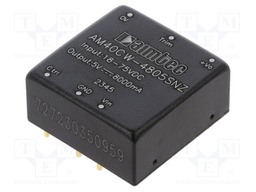 Converter: DC/DC; 40W; Uin: 18÷75V; Uout: 5VDC; Iout: 8A; 1"x1"