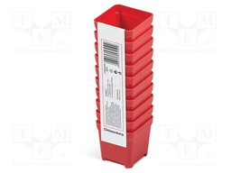 Container: cuvette; red; 50x50x50mm; 10pcs; TAGER BOX; low