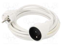 Extension lead; Sockets: 1; PVC; white; 3x1,5mm2; 5m; 16A; STANDARD