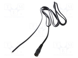 Cable; wires,DC 5,5/2,5 socket; straight; 0.5mm2; black; 5m