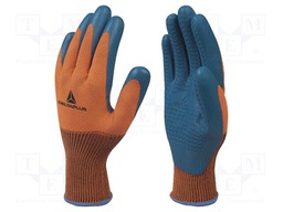 Protective gloves; Size: 7; orange-navy blue; latex,polyester