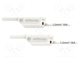 Test lead; 16A; banana plug 4mm,both sides; Urated: 1kV; white