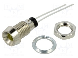 Indicator: LED; recessed; yellow; 2VDC; Ø6mm; metal; ØLED: 3mm; 25mcd