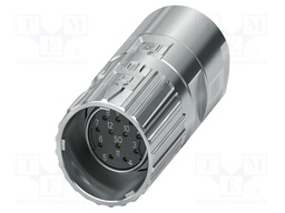 Connector: M23; plug; PIN: 12; soldering; straight; M23 PRO; 8A; 150V
