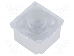 LED lens; square; Mat: polycarbonate; transparent; 29°; H: 12.96mm