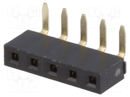 Socket; pin strips; female; PIN: 5; angled 90°; 2.54mm; THT; 1x5