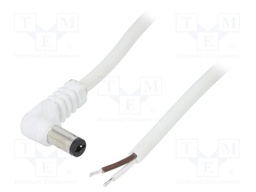 Cable; wires,DC 5,5/2,1 plug; angled; 0.5mm2; white; 0.2m