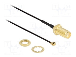 Cable; 500mm; IPEX MHF 1,SMA female; black; Øcable: 1.37mm; 50Ω
