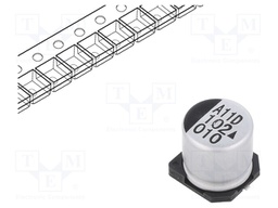 Capacitor: electrolytic; SMD; 1000uF; 10VDC; Ø10x10mm; 5000h; 90mΩ