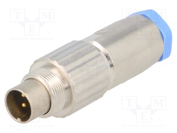 Connector: circular; plug; male; PIN: 4; gold-plated; 3A; IP65; screw