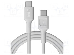 Cable; USB C plug,both sides; 2m; white; PVC; 480bps; 100W