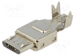Plug; USB B micro; for cable; soldered; PIN: 5; straight; USB 2.0