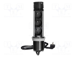 Plug socket strip: furniture; IP20; 3680W; black-silver; 230VAC