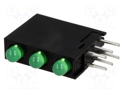 LED; in housing; green; 3mm; No.of diodes: 3; 20mA; 40°; 2.2÷2.5V