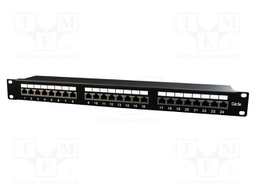 Patch panel; black; Number of ports: 24; Cat: 5e; RJ45 socket x24