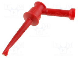 Clip-on probe; hook type; 5A; 60VDC; red; Grip capac: max.2.29mm