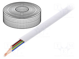 Wire: telecommunication cable; stranded; 6x28AWG; white; 100m
