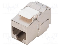 RJ45 module; Keystone; silver; Cat: 6a; on cable; RJ45 socket; 8p8c