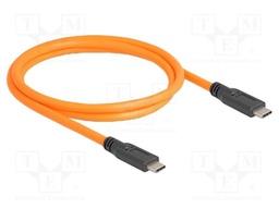 Cable; USB C plug,both sides; 1m; orange; 26AWG,28AWG; TPE; 5Gbps
