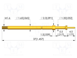Test needle; Spring compression: 4mm; 5mm; 8A; CuBe; gold-plated