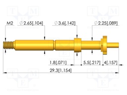 Test needle; Spring compression: 4mm; 5mm; 5A; CuBe; gold-plated