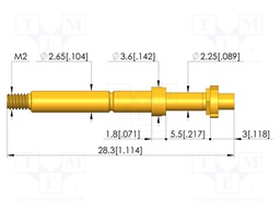 Test needle; Spring compression: 4mm; 5mm; 8A; CuBe; gold-plated