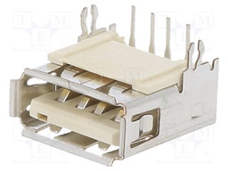 USB Connector, USB Type A, USB 2.0, Receptacle, 4 Ways, Through Hole Mount, Right Angle