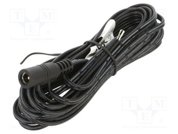 Cable; 2x0.52mm2; DC 5,5/2,1 socket; straight; black; 5m; -25÷70°C