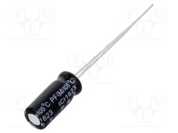 Capacitor: electrolytic; THT; 15uF; 63VDC; Ø5x11mm; Pitch: 2mm; ±20%