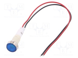 Indicator: LED; flat; 12VDC; 12VAC; Cutout: Ø10mm; 200mm leads