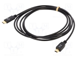 Cable; USB 2.0; USB B mini plug,USB C plug; gold-plated; 2m