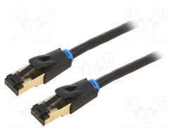 Patch cord; S/FTP; Cat 8; OFC; PVC; black; 15m; Plating: gold-plated