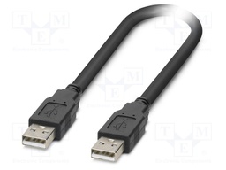 Cable; USB 2.0; USB A plug,both sides; 1m; black; Core: Cu; 480Mbps