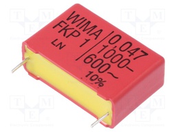Capacitor: polypropylene; 47nF; 27.5mm; ±10%; 11x21x31.5mm; 600VAC