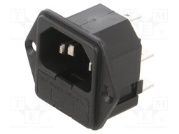 Connector: AC supply; socket; male; 10A; 250VAC; C14 (E),1x fuse