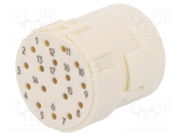 Connector: M23; PIN: 17; female; crimped; w/o contacts; 160V; 8A