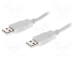 Cable; USB 2.0; USB A plug,both sides; 1.8m; grey; Core: Cu