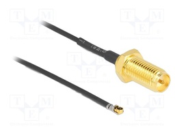 Cable; 100mm; IPEX MHF 4L,RP-SMA female; black; Øcable: 1.37mm
