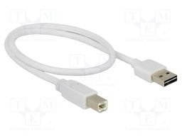 Cable; USB 2.0; USB A plug double sided,USB B plug; 0.5m; white