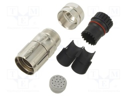 Connector: M23; plug; PIN: 17; male; crimped; for cable; straight; 8A