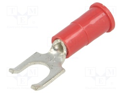 Fork terminal; M4,5; Ø: 4.98mm; crimped; for cable; insulated; red