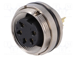 Connector: M16; female; for panel mounting,front side nut; IP67