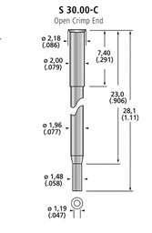 Test probe socket; Connection: crimped; series 30; 28.1mm