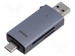 Card reader: memory; USB A plug,USB C plug; USB 3.0; microSD,SD